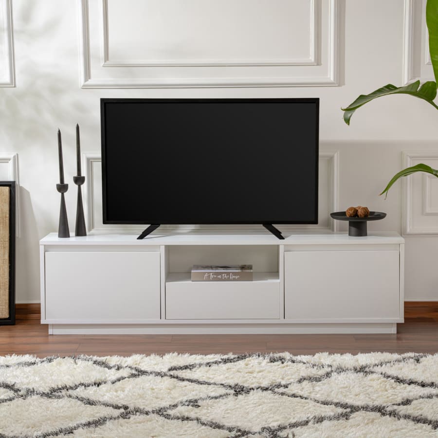 Meuble TV 3 portes 1 niche blanc