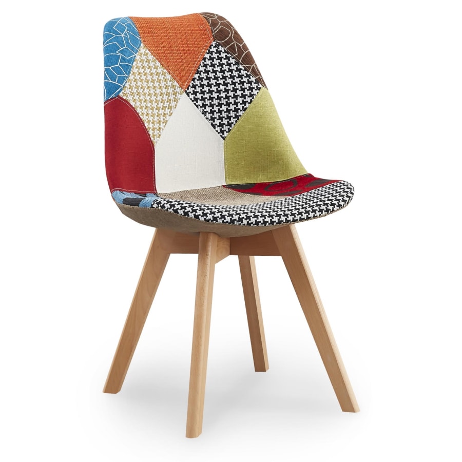 Lot de 4 chaises scandinaves en tissu patchwork