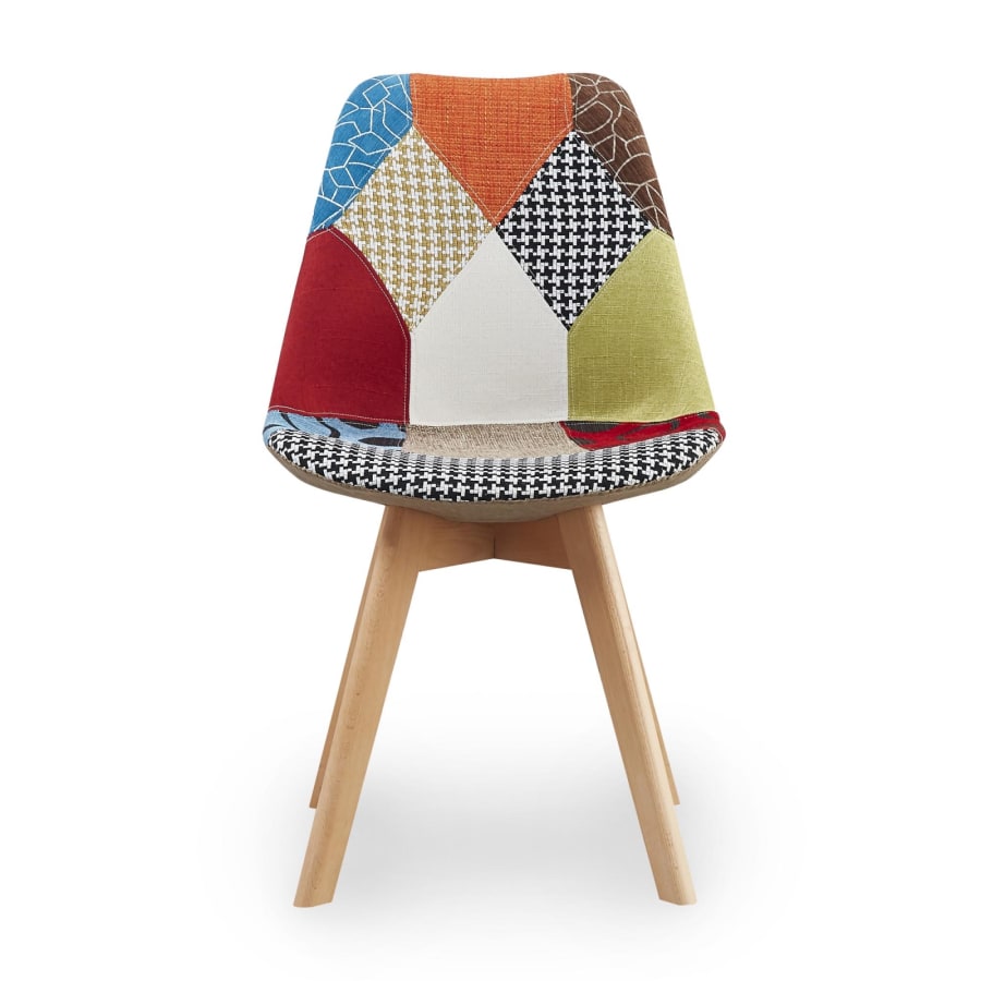 Lot de 4 chaises scandinaves en tissu patchwork