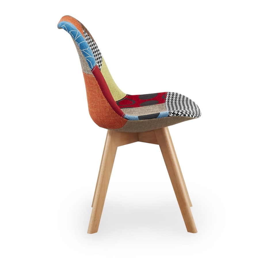 Lot de 4 chaises scandinaves en tissu patchwork