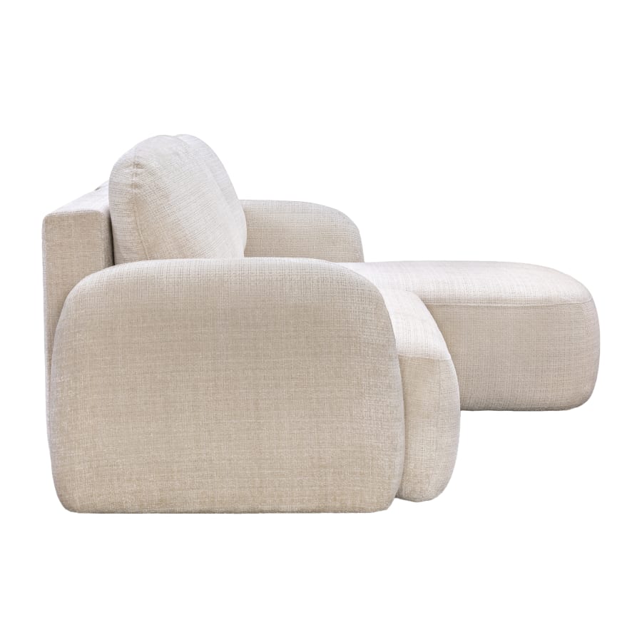 Canapé d'angle convertible avec coffre en tissu beige - Angle droit