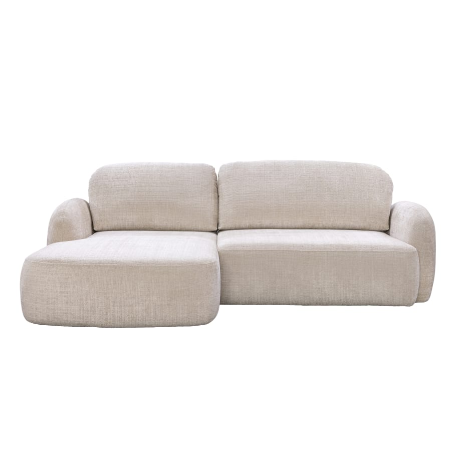 Canapé d'angle convertible avec coffre en tissu beige - Angle gauche