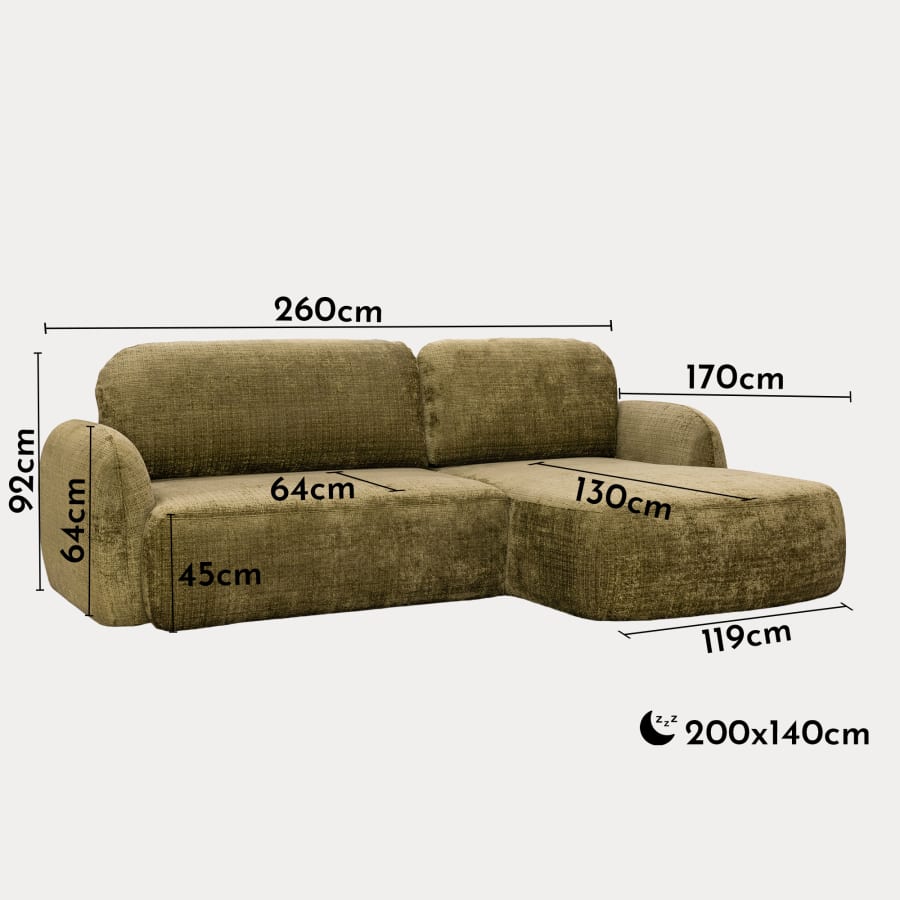 Canap&eacute; d'angle convertible avec coffre en tissu vert - Angle droit