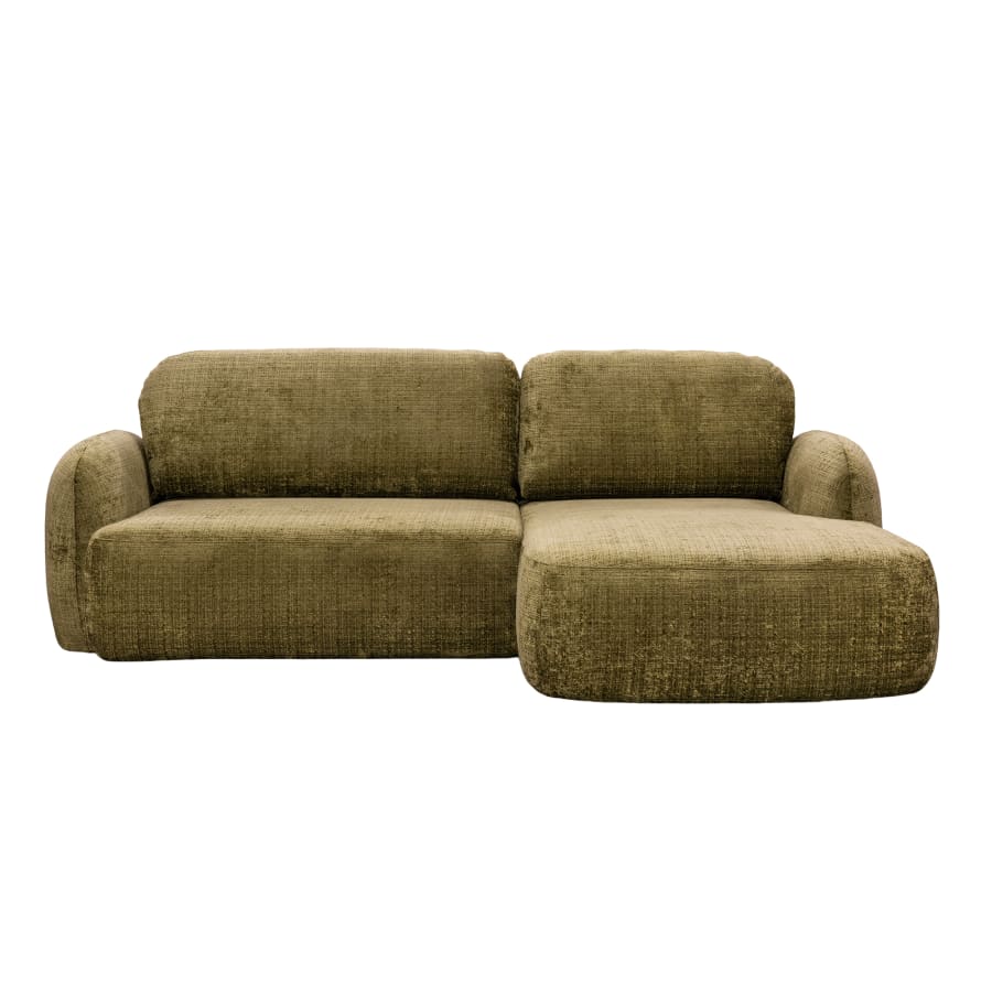 Canapé d'angle convertible avec coffre en tissu vert - Angle droit