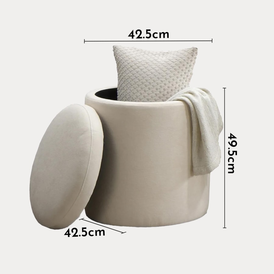 Pouf coffre effet peau de mouton beige