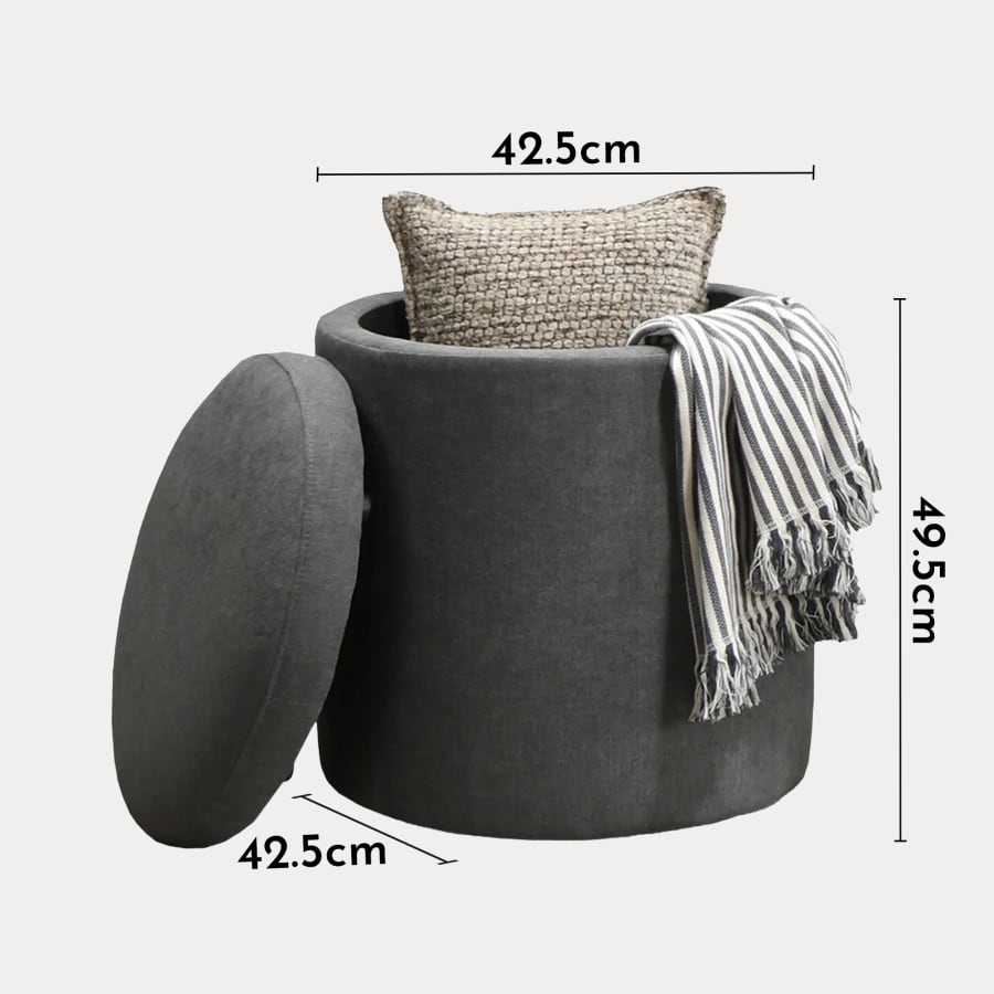 Pouf coffre effet peau de mouton gris foncé