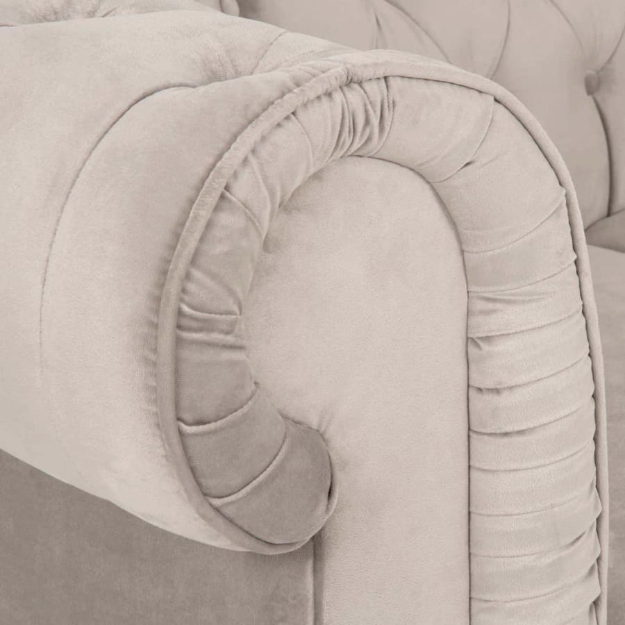 Canapé chesterfield 2 places en velours beige