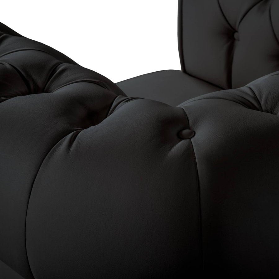 Fauteuil chesterfield en simili cuir noir