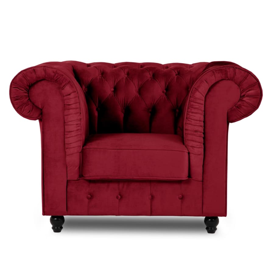 Fauteuil chesterfield en velours rouge