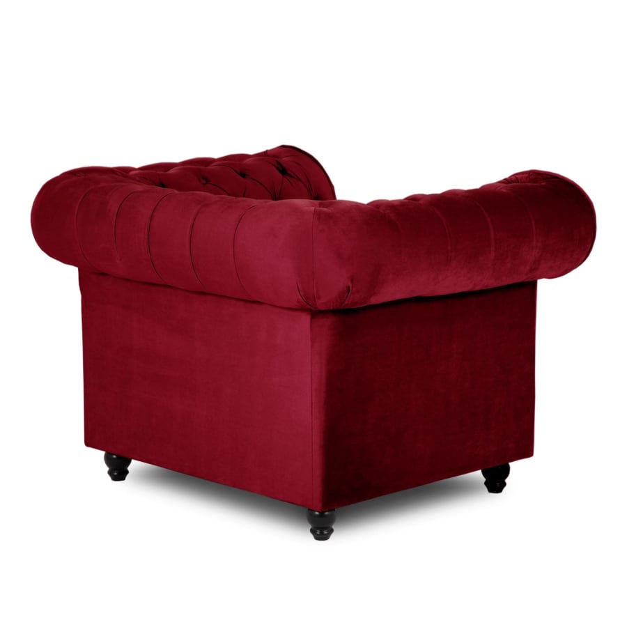 Fauteuil chesterfield en velours rouge
