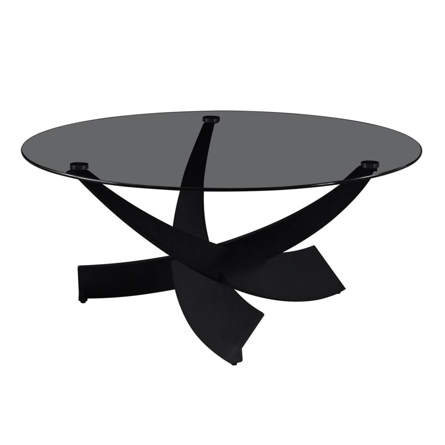 Table basse en verre teinté pieds croisés noir