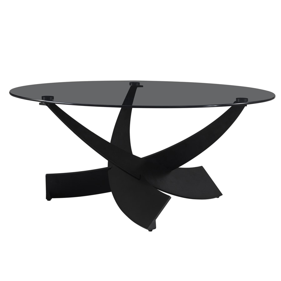 Table basse en verre teinté pieds croisés noir