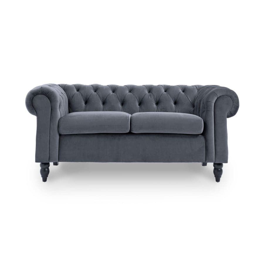 Canapé 2 places Chesterfield en velours gris