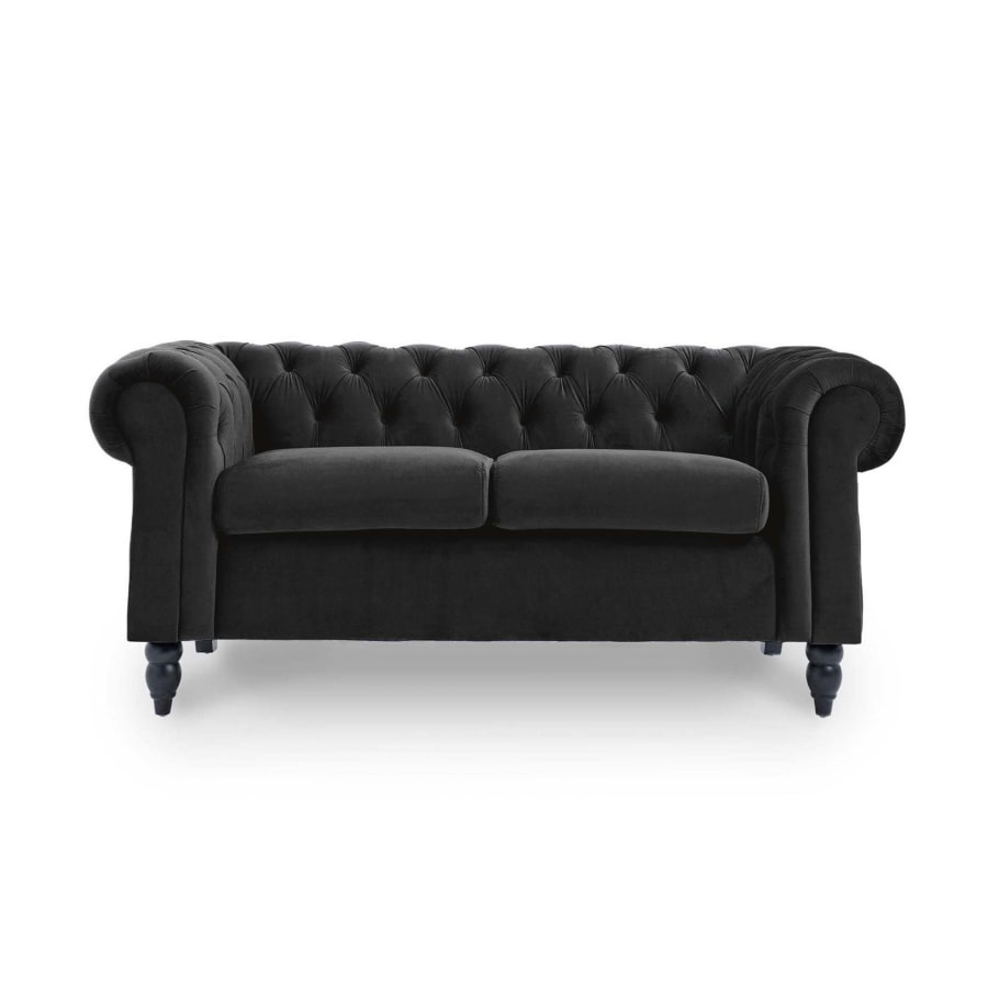 Canapé 2 places chesterfield velours noir