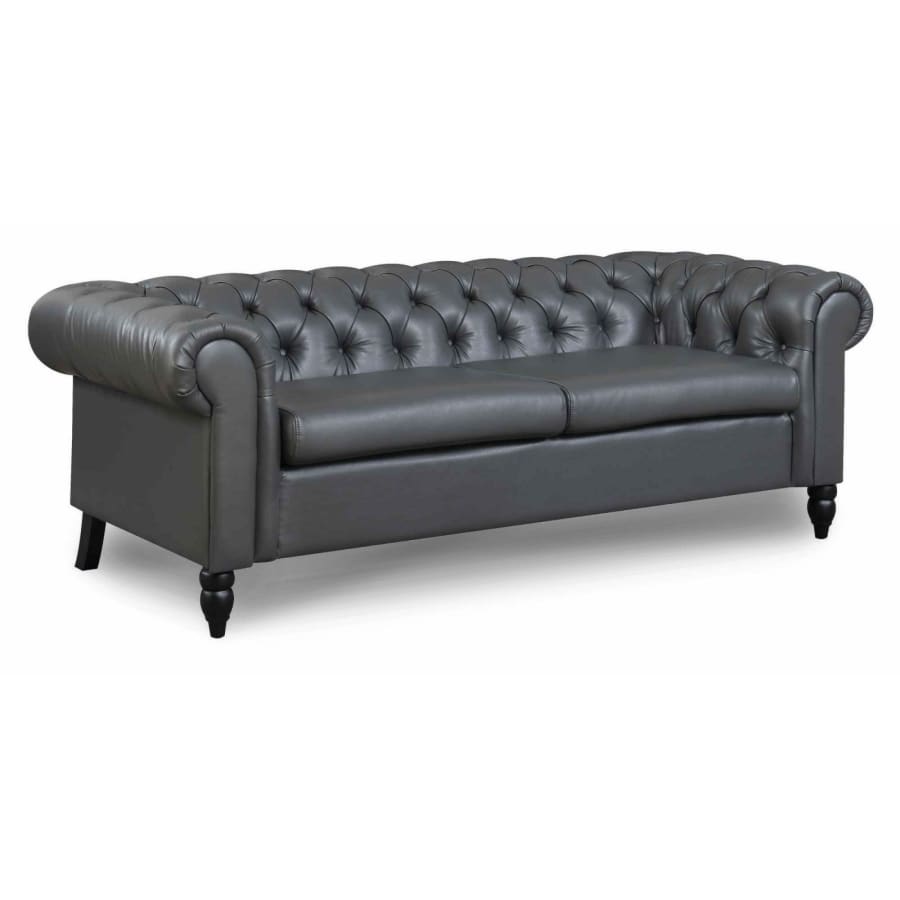 Canapé 3 places chesterfield en simili cuir gris