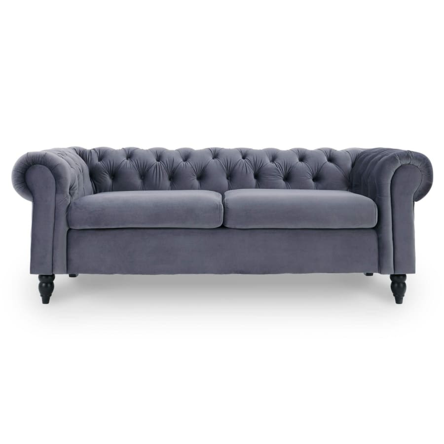 Canapé 3 places Chesterfield en velours gris