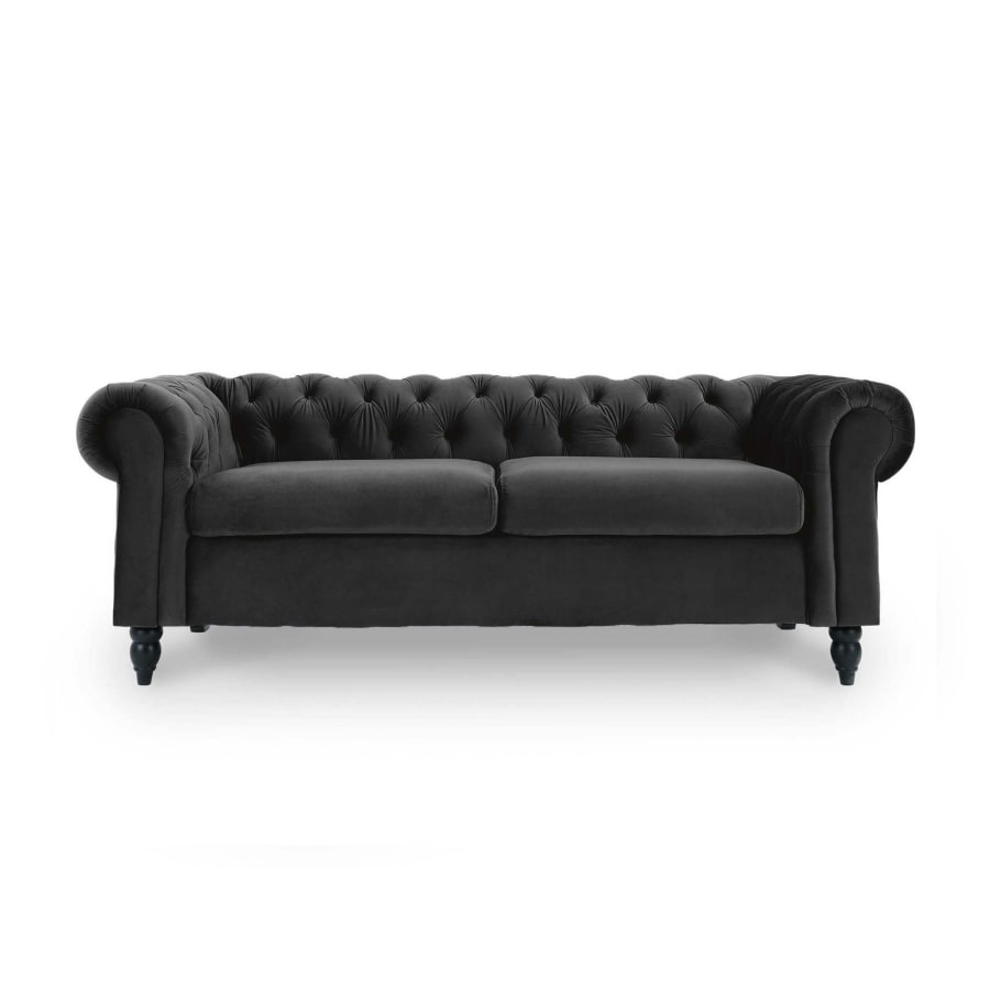 Canapé 3 places chesterfield velours noir