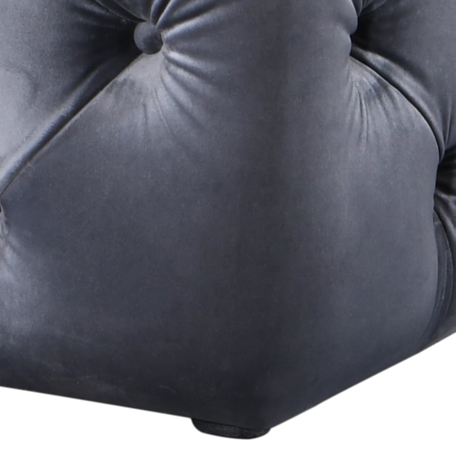 Pouf carré capitonné en velours gris