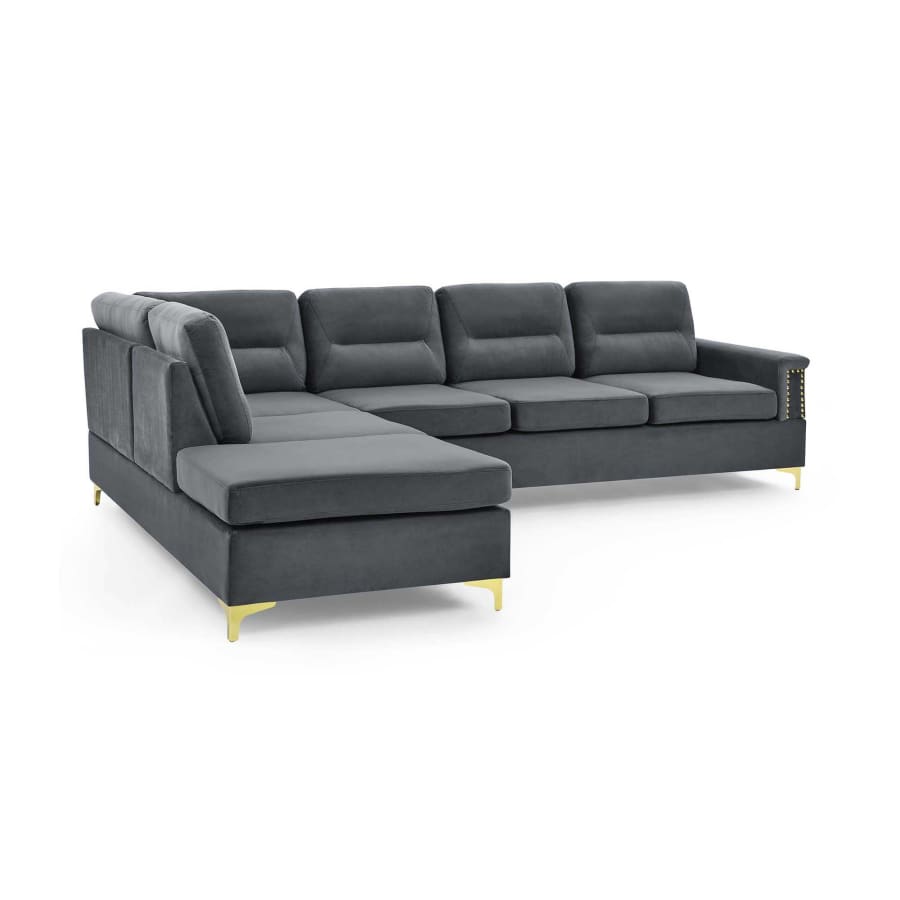 Canap&eacute; d'angle r&eacute;versible en velours gris