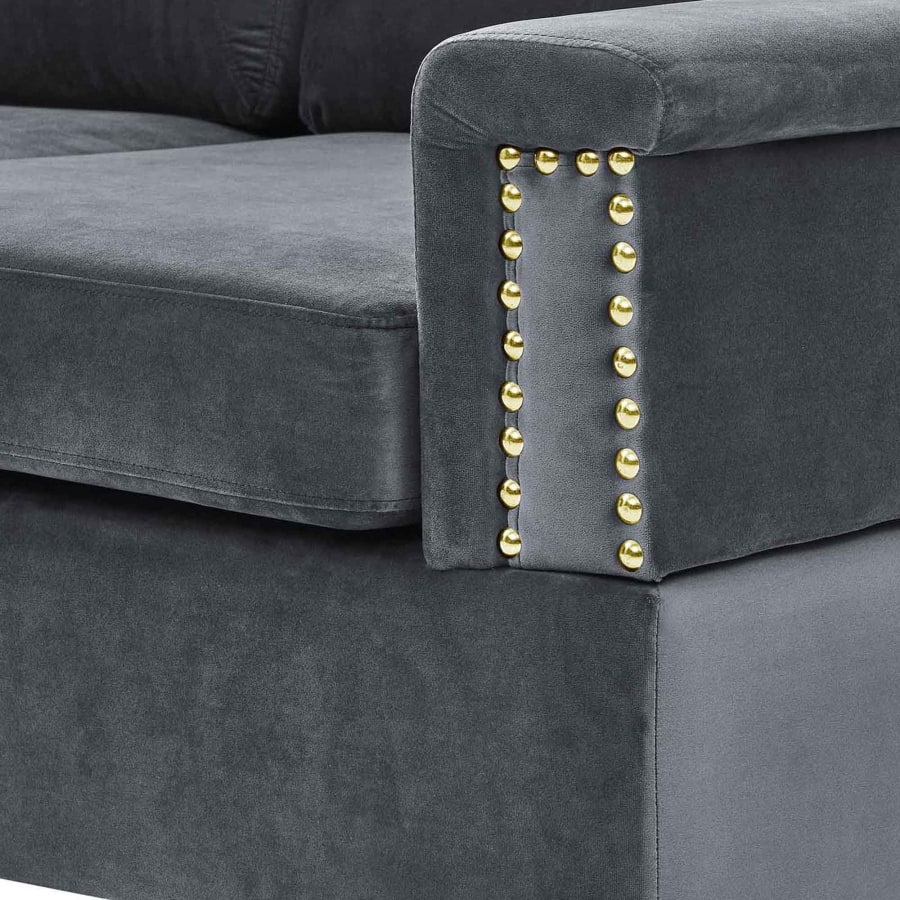 Canap&eacute; d'angle r&eacute;versible en velours gris