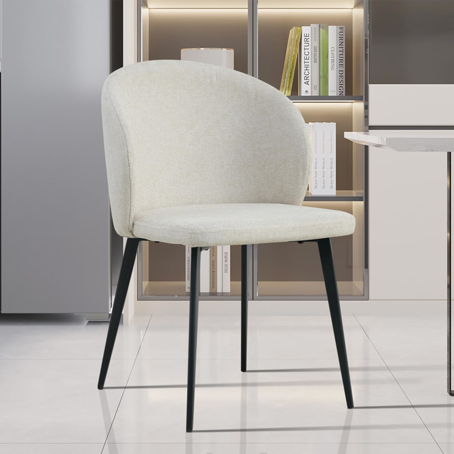 Lot de 2 chaises en tissu beige pi&egrave;tement m&eacute;tal noir