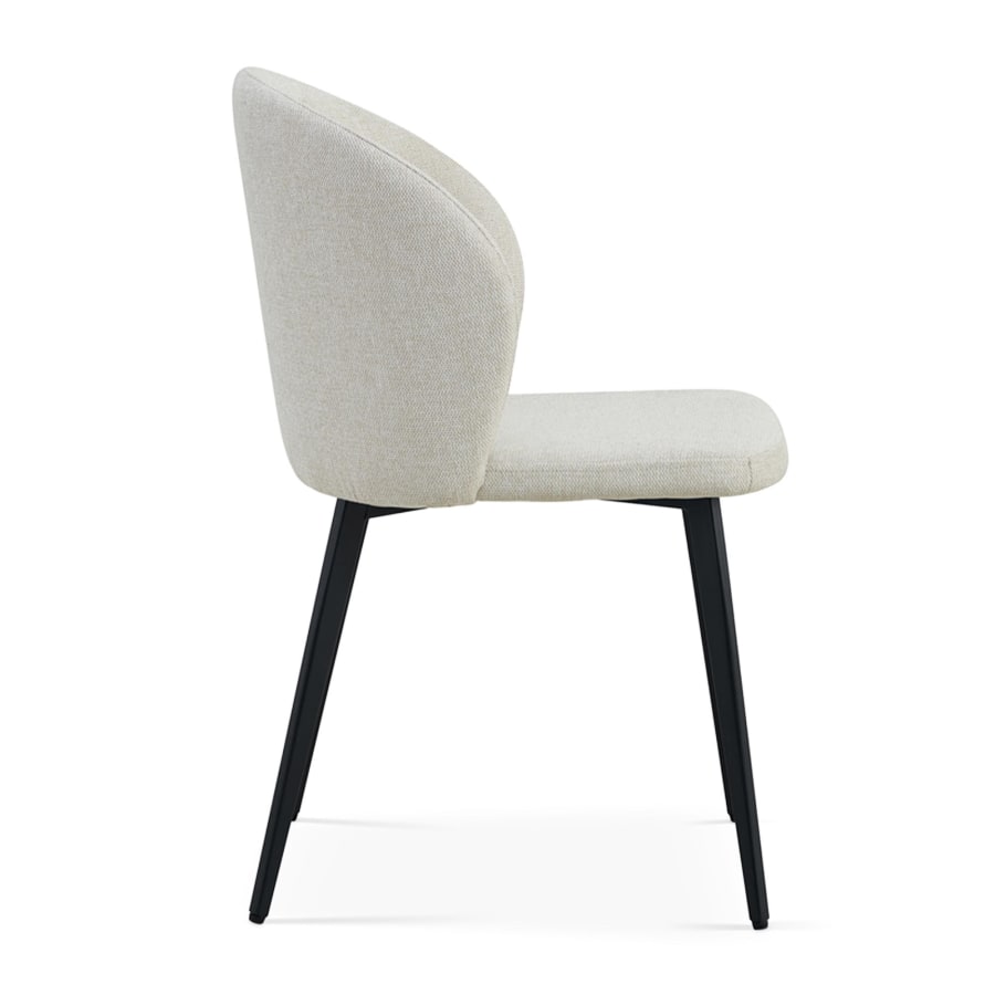 Lot de 2 chaises en tissu beige pi&egrave;tement m&eacute;tal noir