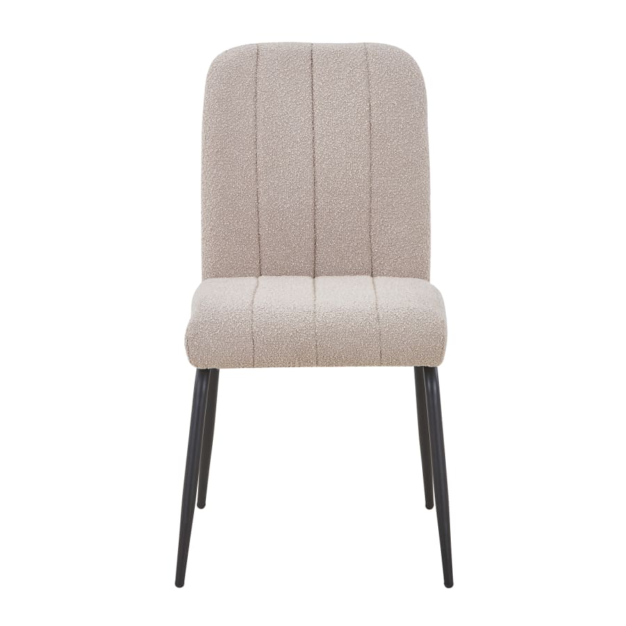 Lot de 4 chaises en tissu bouclette beige pieds en métal noir