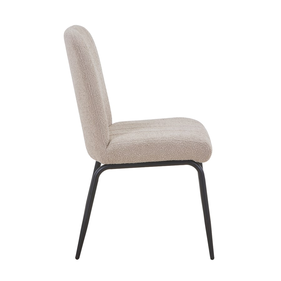 Lot de 4 chaises en tissu bouclette beige pieds en métal noir