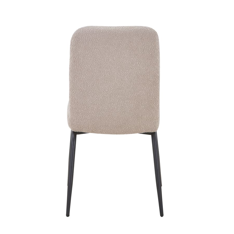 Lot de 4 chaises en tissu bouclette beige pieds en métal noir