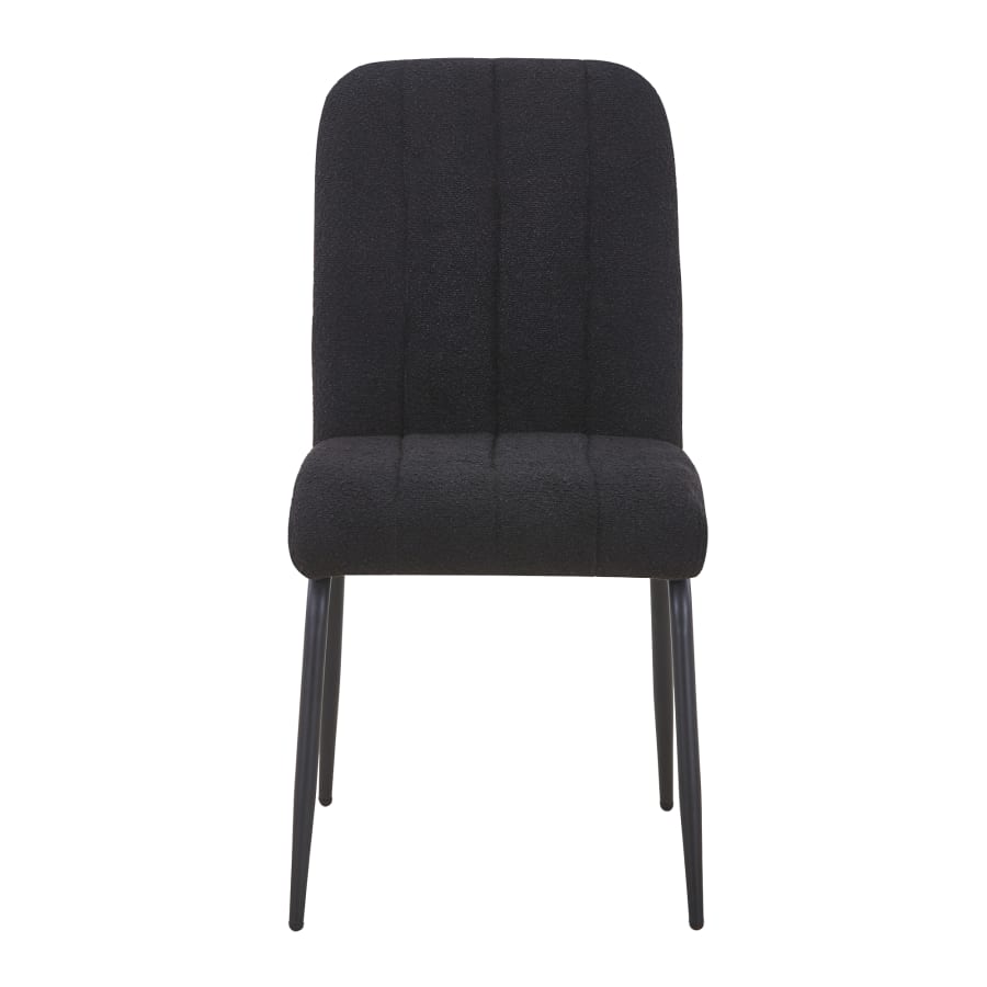Lot de 4 chaises en tissu bouclette noir pieds en métal noir