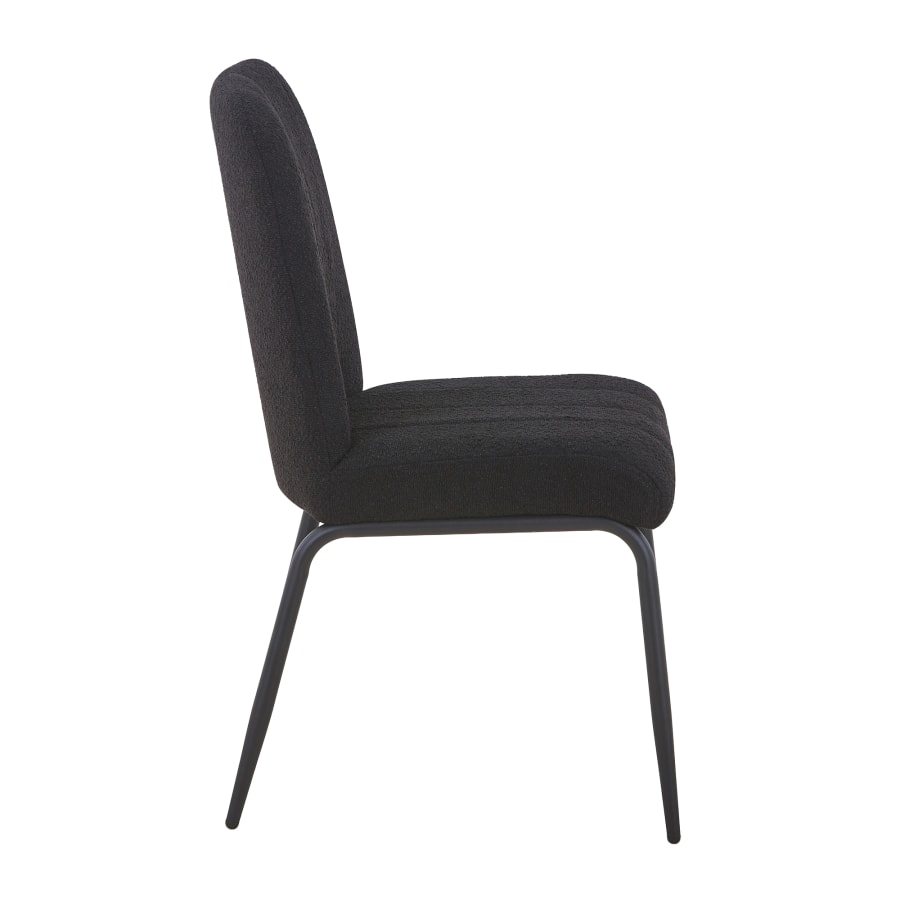 Lot de 4 chaises en tissu bouclette noir pieds en métal noir