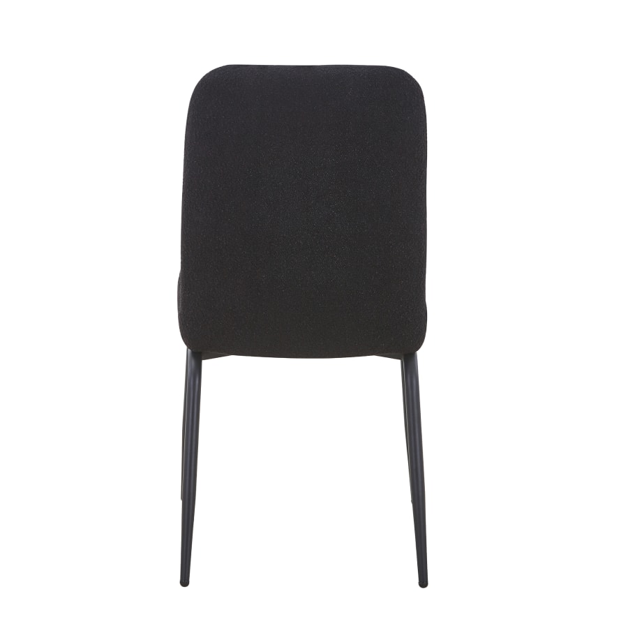 Lot de 4 chaises en tissu bouclette noir pieds en métal noir