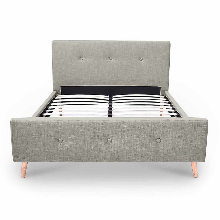 Lit scandinave 140x190 cm en tissu beige