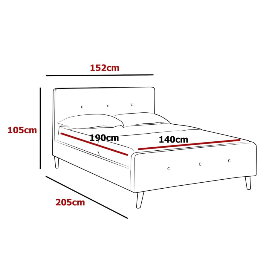 Lit scandinave 140x190 cm en tissu beige