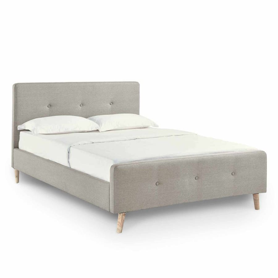 Lit scandinave 180x200 cm en tissu beige