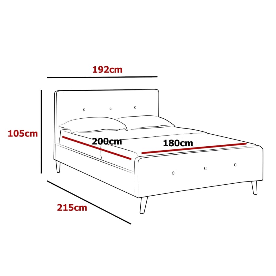 Lit scandinave 180x200 cm en tissu beige