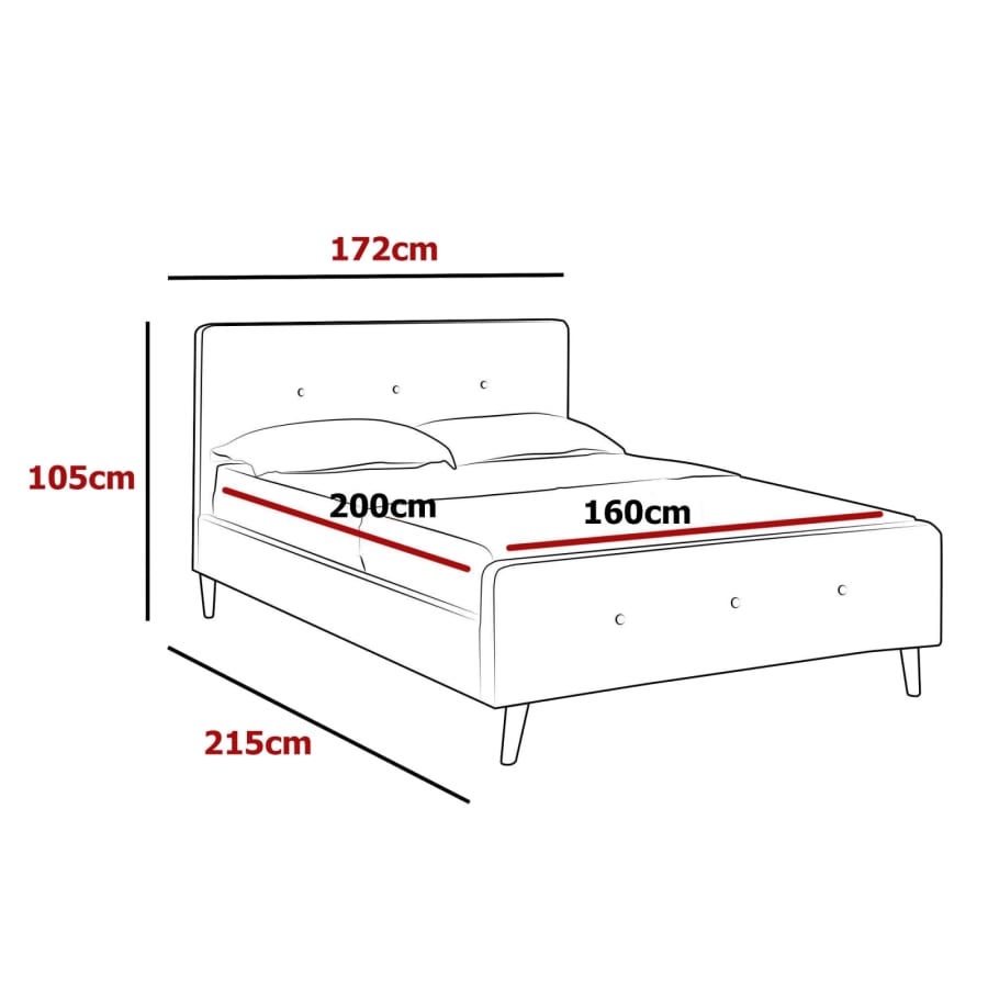 Lit scandinave 160x200 cm en tissu gris