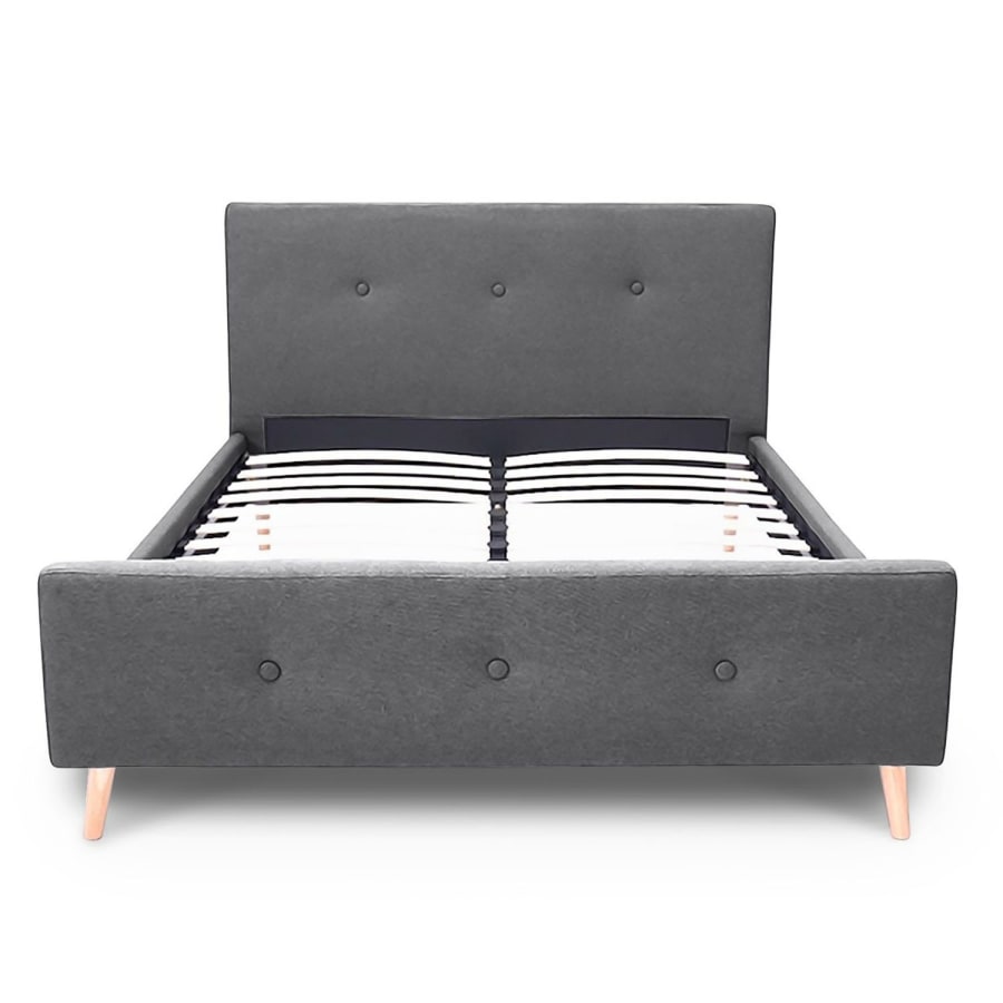 Lit scandinave 180x200 cm en tissu gris