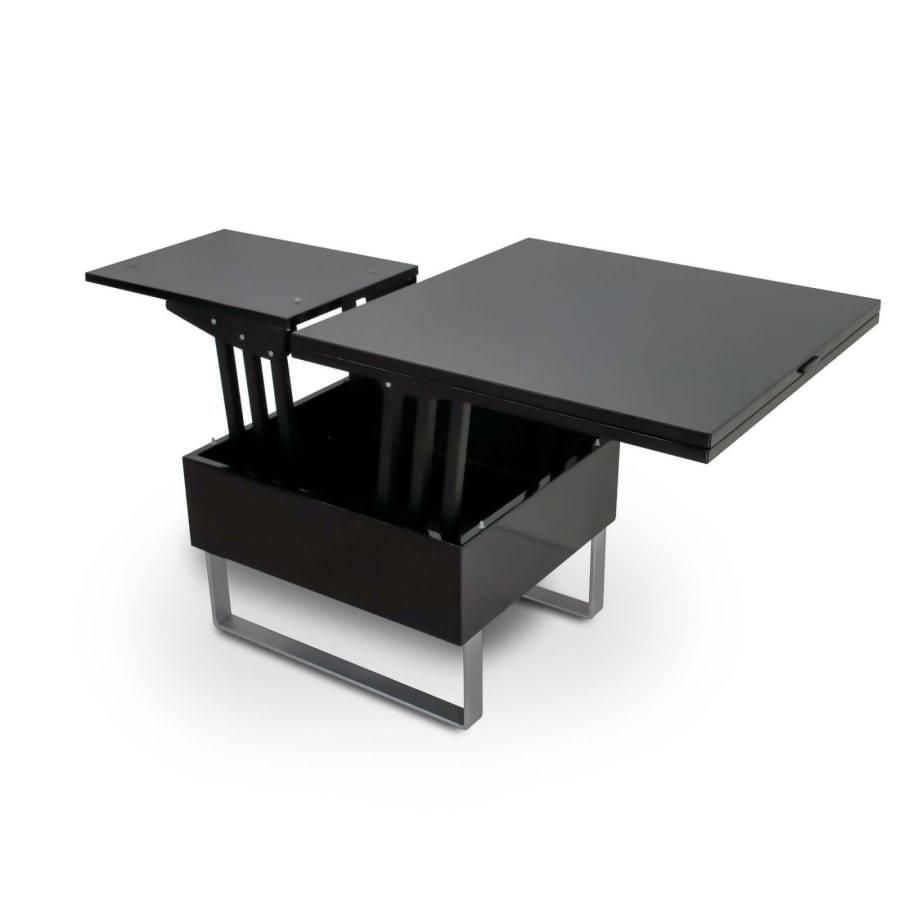 Table basse multifonction relevable laqu&eacute; Noir