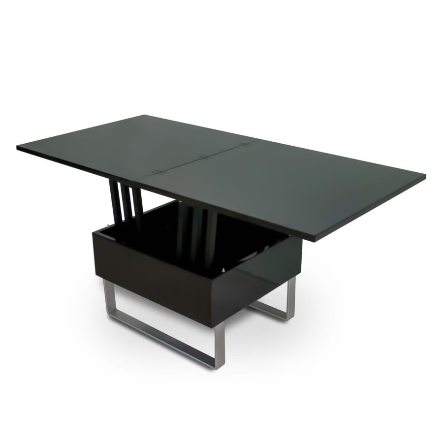 Table basse multifonction relevable laqu&eacute; Noir