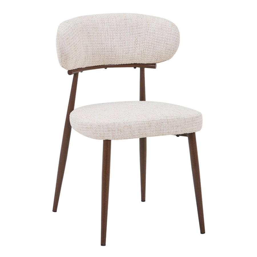 Lot de 2 chaises en tissu beige pieds couleur bois fonc&eacute;