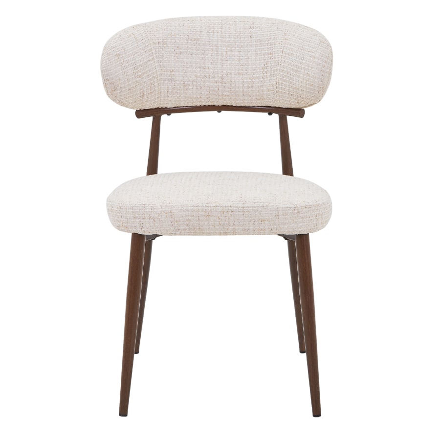 Lot de 2 chaises en tissu beige pieds couleur bois fonc&eacute;