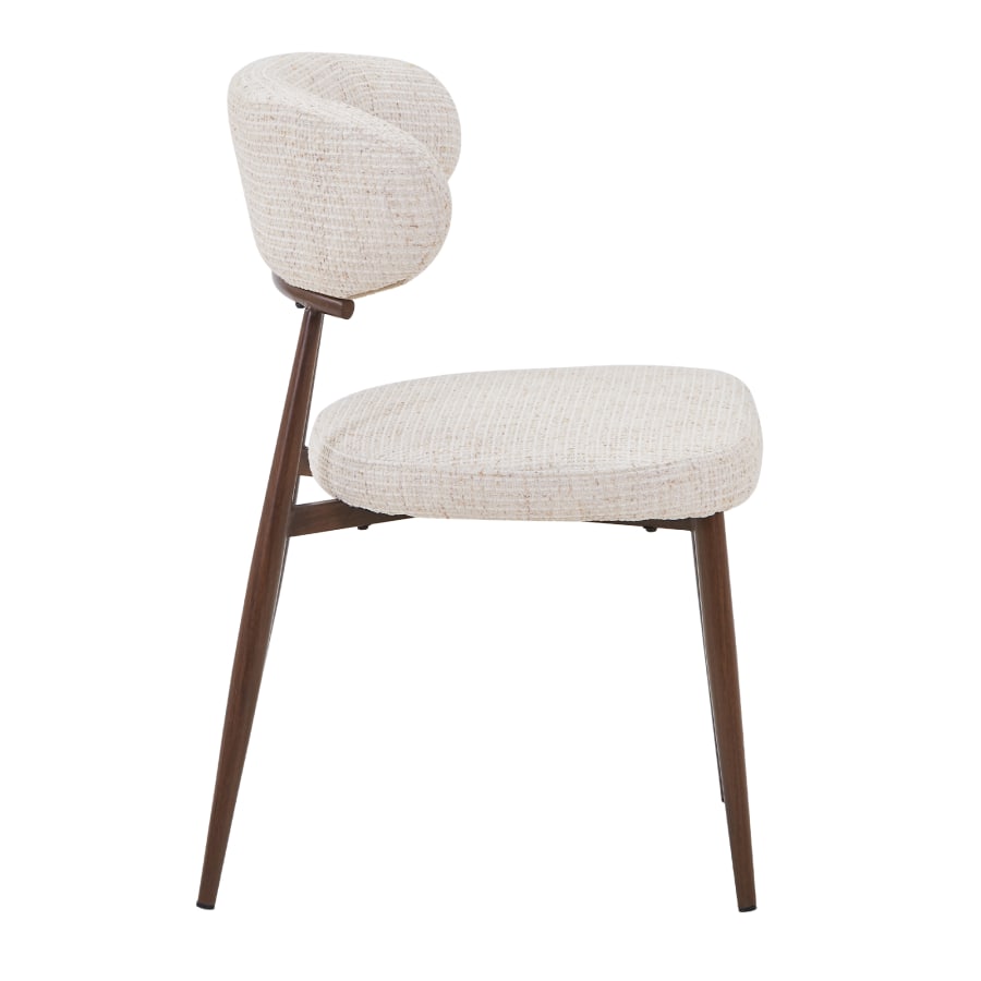 Lot de 2 chaises en tissu beige pieds couleur bois fonc&eacute;