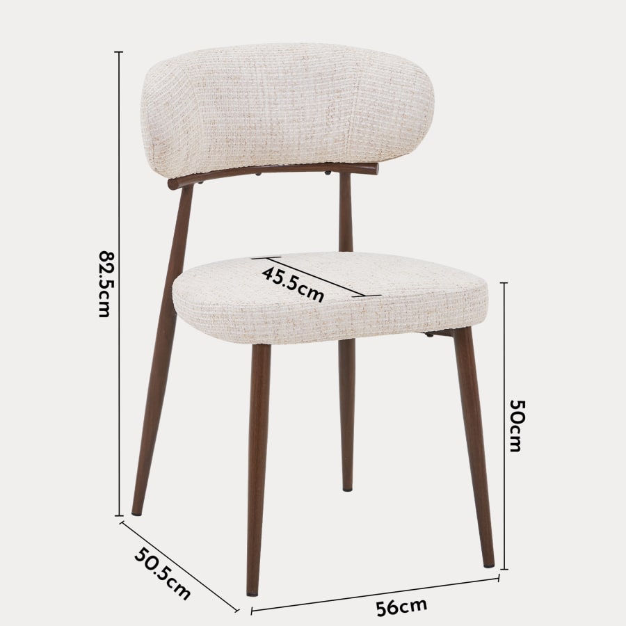 Lot de 2 chaises en tissu beige pieds couleur bois fonc&eacute;