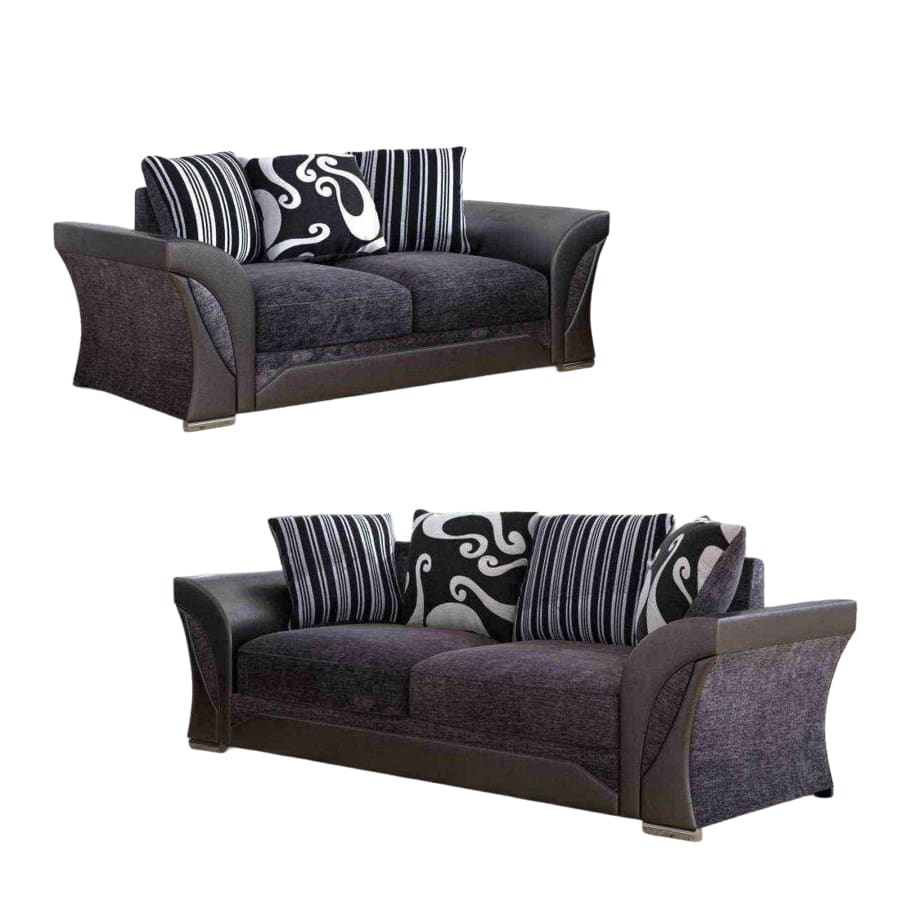 Ensemble canap&eacute; 3+2 places gris et noir