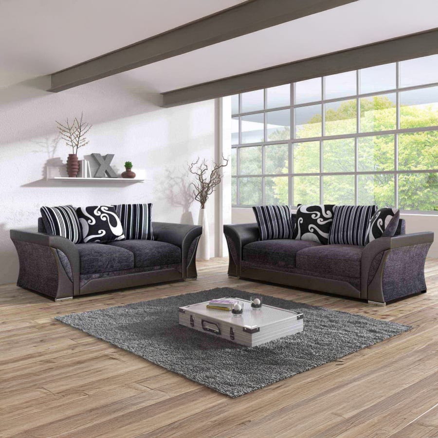 Ensemble canap&eacute; 3+2 places gris et noir