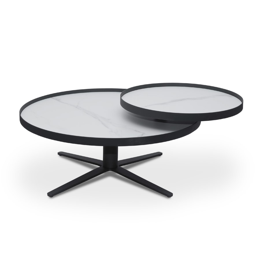 Table basse ronde à plateaux rotatifs en céramique blanc