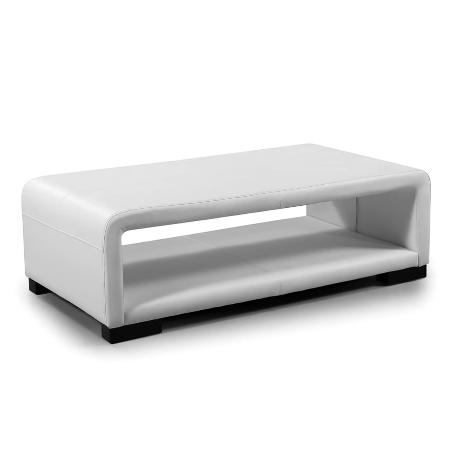 Table basse design cuir blanc