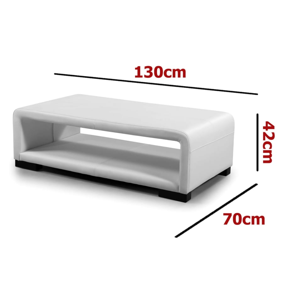 Table basse design cuir blanc