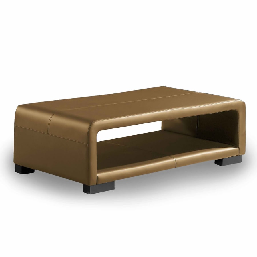 Table basse design cuir caramel